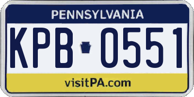 PA license plate KPB0551
