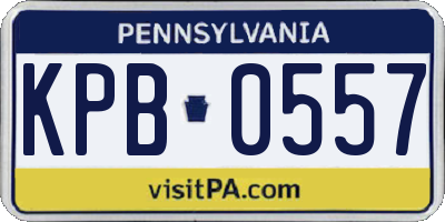 PA license plate KPB0557