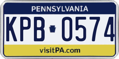 PA license plate KPB0574