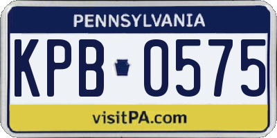 PA license plate KPB0575