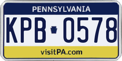 PA license plate KPB0578
