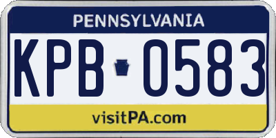 PA license plate KPB0583