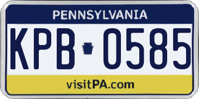 PA license plate KPB0585