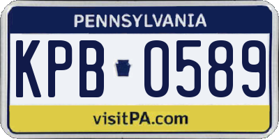 PA license plate KPB0589