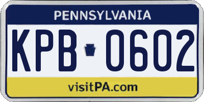 PA license plate KPB0602