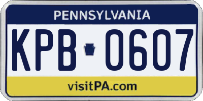PA license plate KPB0607