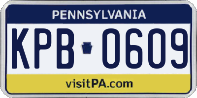 PA license plate KPB0609