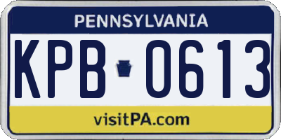 PA license plate KPB0613