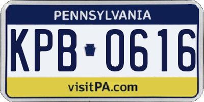 PA license plate KPB0616