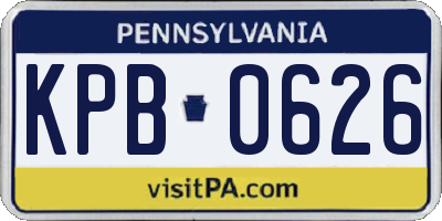 PA license plate KPB0626