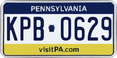 PA license plate KPB0629