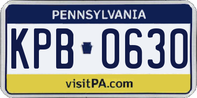 PA license plate KPB0630