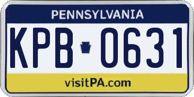 PA license plate KPB0631