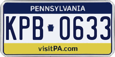 PA license plate KPB0633