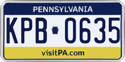 PA license plate KPB0635