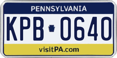 PA license plate KPB0640