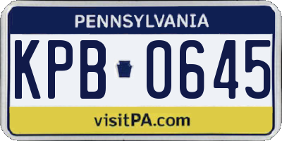 PA license plate KPB0645