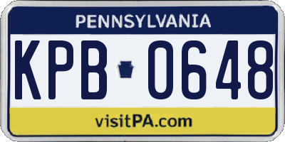 PA license plate KPB0648