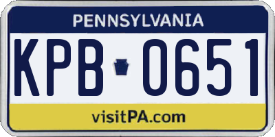 PA license plate KPB0651