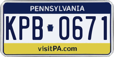 PA license plate KPB0671