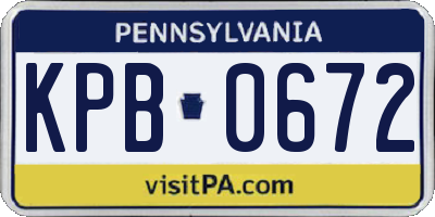 PA license plate KPB0672