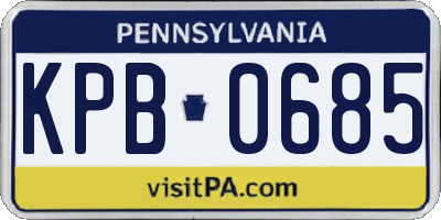 PA license plate KPB0685
