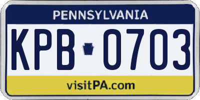 PA license plate KPB0703