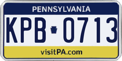 PA license plate KPB0713