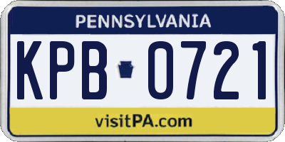 PA license plate KPB0721