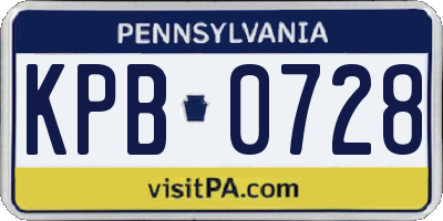 PA license plate KPB0728