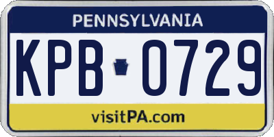 PA license plate KPB0729