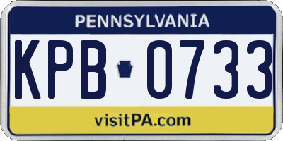 PA license plate KPB0733