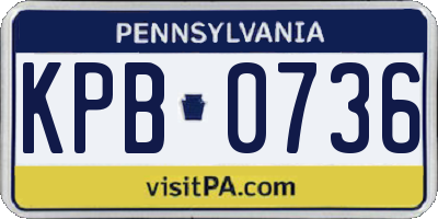 PA license plate KPB0736