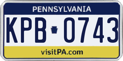 PA license plate KPB0743