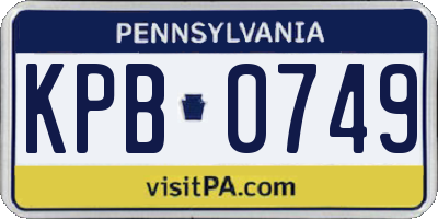PA license plate KPB0749