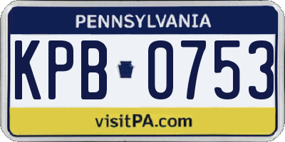 PA license plate KPB0753