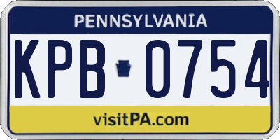 PA license plate KPB0754