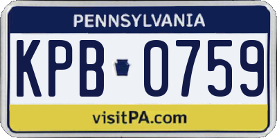 PA license plate KPB0759