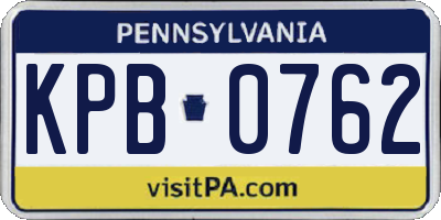 PA license plate KPB0762