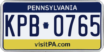 PA license plate KPB0765