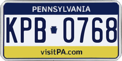 PA license plate KPB0768