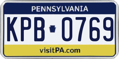PA license plate KPB0769