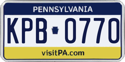 PA license plate KPB0770