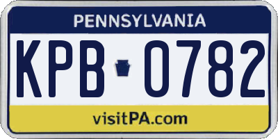 PA license plate KPB0782