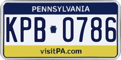 PA license plate KPB0786