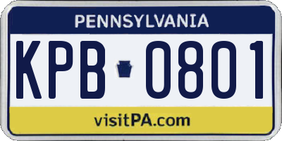 PA license plate KPB0801