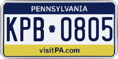PA license plate KPB0805