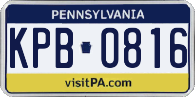 PA license plate KPB0816
