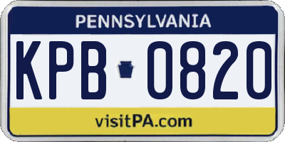 PA license plate KPB0820