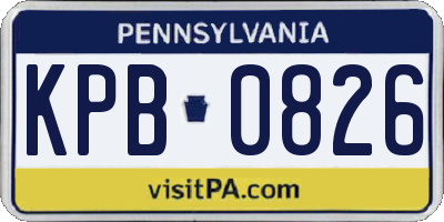 PA license plate KPB0826